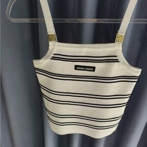 Miu Miu Black and White Striped Tank Top